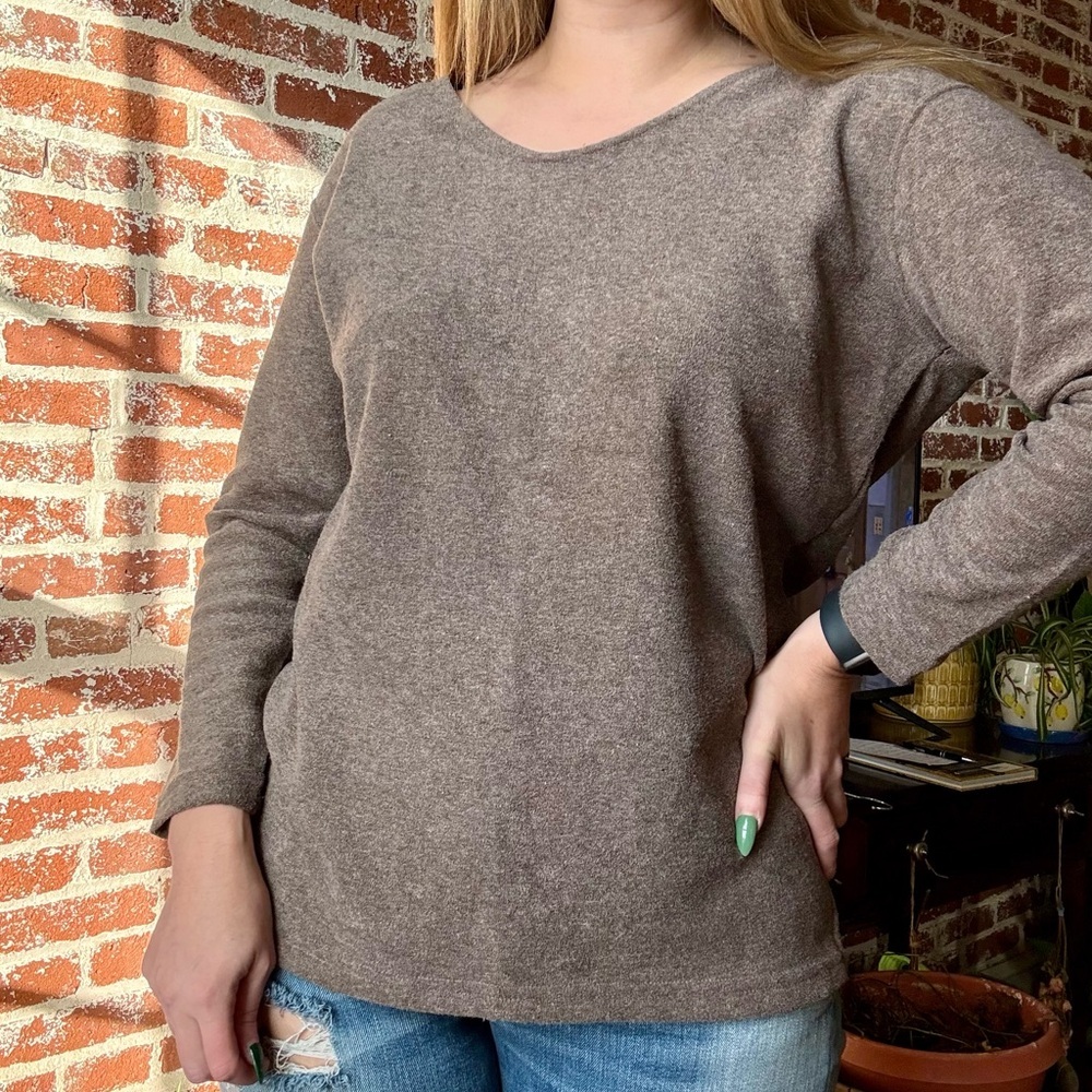 Vintage Brown Elevated Basic Long Sleeve Top - image 2